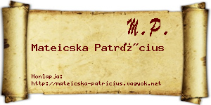 Mateicska Patrícius névjegykártya